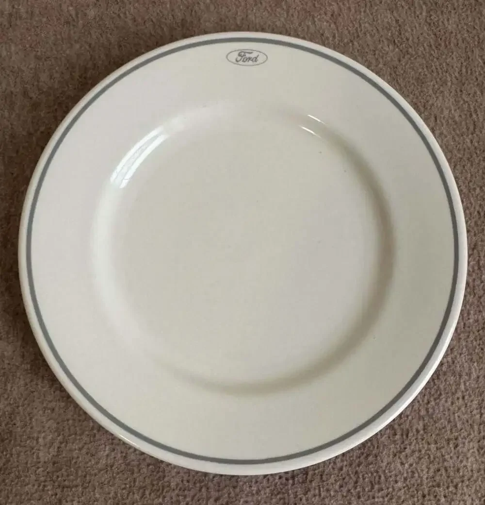 Vintage Ford Motor Company Cafeteria Bread Plate with Gray Trim Buffalo China